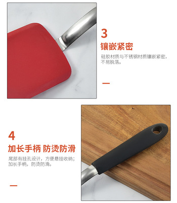廠家現貨 廚房用具不銹鋼柄硅膠煎鏟 炒菜煎鍋鏟迷你烹飪鏟子批發